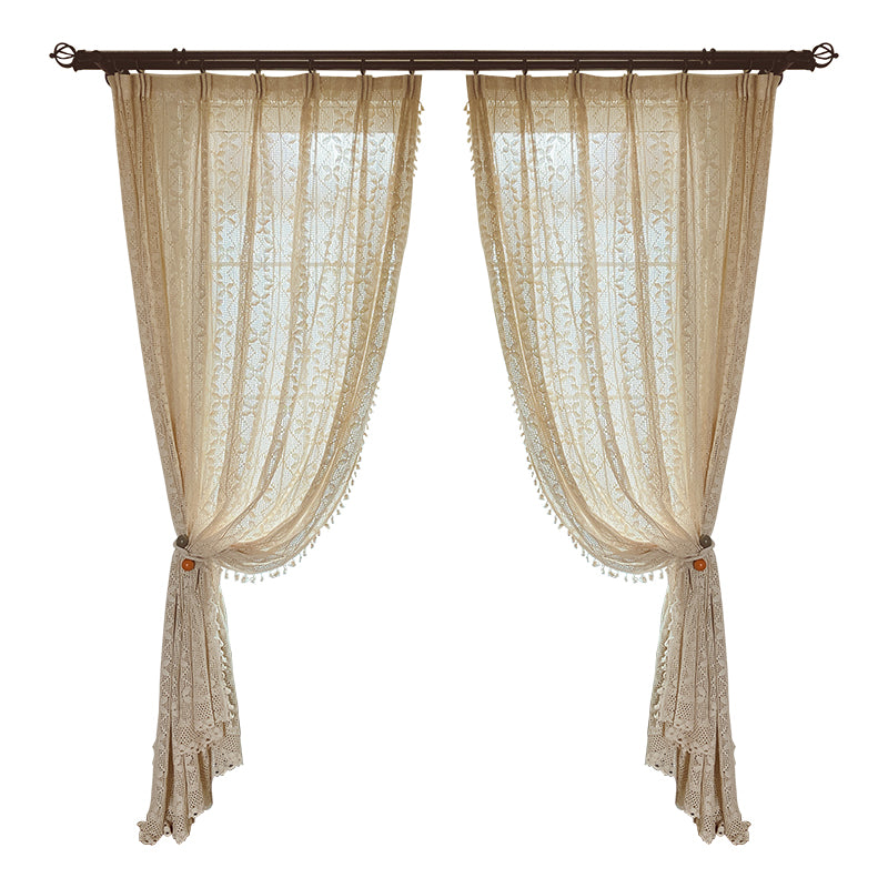 Cotton Linen Crochet Hollow Curtains